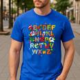 ABCs Learning Kindergarten Teacher Christmas Lights Alphabet For Men Women Kids Men's Casual T-Shirt Royal Blue