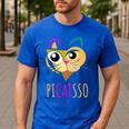 Abstract Cat Art Picatsso Shirt For Art Teachers Men's Casual T-Shirt Royal Blue Abstract Cat Art Picatsso Shirt For Art Teachers Men's Casual T-Shirt Royal Blue
