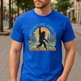 Adventure Awaits Bigfoot Teacher Kindergarten Back To School Men's Casual T-Shirt Royal Blue Adventure Awaits Bigfoot Teacher Kindergarten Back To School Men's Casual T-Shirt Royal Blue