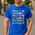 Alphabet ABCs Halloween Characters Kindergarten Teacher Kids Men's Casual T-Shirt Royal Blue Alphabet ABCs Halloween Characters Kindergarten Teacher Kids Men's Casual T-Shirt Royal Blue