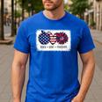American Flag Teach Love Freedom Preschool Teacher 4th July Men's Casual T-Shirt Royal Blue