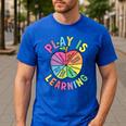 Apple Retro Play Is Learning Kindergarten Teacher Daycare Men's Casual T-Shirt Royal Blue Apple Retro Play Is Learning Kindergarten Teacher Daycare Men's Casual T-Shirt Royal Blue