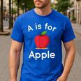A Is For Apple Toddler Kindergarten Preschool Teacher Men's Casual T-Shirt Royal Blue A Is For Apple Toddler Kindergarten Preschool Teacher Men's Casual T-Shirt Royal Blue