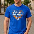 Art Teacher Heart Autumn Thanksgiving Kids Men's Casual T-Shirt Royal Blue