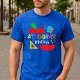 Attendance Matters Teacher Apple For Back To School Men's Casual T-Shirt Royal Blue Attendance Matters Teacher Apple For Back To School Men's Casual T-Shirt Royal Blue