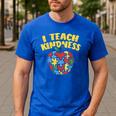 Autism Teacher Shirt I Teach Kindness Apple Puzzle Awareness Men's Casual T-Shirt Royal Blue