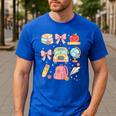Back To School Coquette Teacher Women Girl Kindergarten PreK Men's Casual T-Shirt Royal Blue