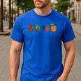Back To School Cute Hungry Lover Fruits Teacher Men's Casual T-Shirt Royal Blue Back To School Cute Hungry Lover Fruits Teacher Men's Casual T-Shirt Royal Blue