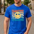Back To School Groovy Smile Preschool Teachers Students Kids Men's Casual T-Shirt Royal Blue