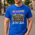 Back To School Retro Reading Is My Jam 80s Teacher Boombox Men's Casual T-Shirt Royal Blue