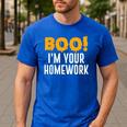 Boo I'm Your Homework Halloween Teacher Costume Men's Casual T-Shirt Royal Blue