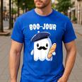 Boo Jour Ghost French Teacher Vintage Teacherlife Groovy Men's Casual T-Shirt Royal Blue