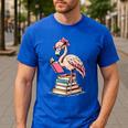 Book Lover Cute Flamingo Reading Teacher Librarian Women Men's Casual T-Shirt Royal Blue