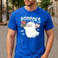 Books Halloween Librarian Teacher Reader Reading Book Lover Men's Casual T-Shirt Royal Blue Books Halloween Librarian Teacher Reader Reading Book Lover Men's Casual T-Shirt Royal Blue