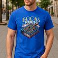 Books Rock Rock'n Roll Science Of Reading Teachers Guitar Men's Casual T-Shirt Royal Blue Books Rock Rock'n Roll Science Of Reading Teachers Guitar Men's Casual T-Shirt Royal Blue