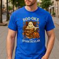 Books Are Spooktacular Ghost Book Reading Halloween Teachers Men's Casual T-Shirt Royal Blue
