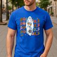 Booooks Ghost Halloween Groovy Vintage Teacher Book Reading Men's Casual T-Shirt Royal Blue Booooks Ghost Halloween Groovy Vintage Teacher Book Reading Men's Casual T-Shirt Royal Blue
