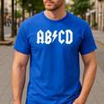 Boys Girls Teachers ABCD Rock Graphic Back To School Men's Casual T-Shirt Royal Blue