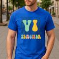 Braille Teacher Of The Visually Impaired Groovy VI Teacher Men's Casual T-Shirt Royal Blue
