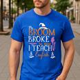 My Broom Broke So Now I Teach English English Teacher Witch Men's Casual T-Shirt Royal Blue My Broom Broke So Now I Teach English English Teacher Witch Men's Casual T-Shirt Royal Blue