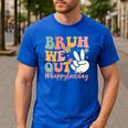 Bruh We Out Teacher Retro Last Day Of School Boys Girls Kids Men's Casual T-Shirt Royal Blue