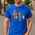 I Build Leaders Bricks Building Blocks Teacher Brick Builder Men's Casual T-Shirt Royal Blue