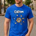 Catom Science Teacher Chemistry Lover Physics School Cat Men's Casual T-Shirt Royal Blue