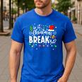 Is It Christmas Break Yet Teacher Xmas Light Santa Hat Men's Casual T-Shirt Royal Blue Is It Christmas Break Yet Teacher Xmas Light Santa Hat Men's Casual T-Shirt Royal Blue