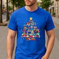 Christmas Library Tree Love Reading Books Nerd Teacher Men's Casual T-Shirt Royal Blue