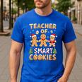 Christmas Teacher Of Smart Cookies Gingerbread Man Teaching Men's Casual T-Shirt Royal Blue