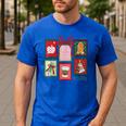 Christmas Teacher Stamps Men's Casual T-Shirt Royal Blue