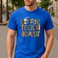 Coffee Teach Repeat Leopard Print Back To School Teachers Men's Casual T-Shirt Royal Blue Coffee Teach Repeat Leopard Print Back To School Teachers Men's Casual T-Shirt Royal Blue