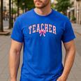Coquette Bow Back To School First Day Teacher Men's Casual T-Shirt Royal Blue Coquette Bow Back To School First Day Teacher Men's Casual T-Shirt Royal Blue