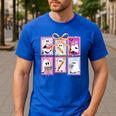 Coquette Bow Spooky Teacher Ghost Halloween Trick Or Teach Men's Casual T-Shirt Royal Blue