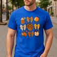 Coquette Teach Teacher Bows Thanksgiving Turkey Fall Autumn Men's Casual T-Shirt Royal Blue