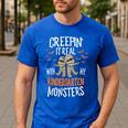 Creepin It Real Kindergarten Monsters Halloween Teacher Men's Casual T-Shirt Royal Blue Creepin It Real Kindergarten Monsters Halloween Teacher Men's Casual T-Shirt Royal Blue
