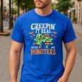 Creepin It Real Monster School Teacher Principal Halloween Men's Casual T-Shirt Royal Blue