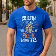 Creepin It Real Pre-K Monsters Halloween Preschool Teacher Men's Casual T-Shirt Royal Blue