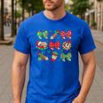 Cute Coquette Pencil Bow Christmas School Teacher Student Men's Casual T-Shirt Royal Blue