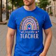 Cute Daycare Teacher Rainbow Leopard Print Childcare Worker Men's Casual T-Shirt Royal Blue Cute Daycare Teacher Rainbow Leopard Print Childcare Worker Men's Casual T-Shirt Royal Blue