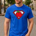 Cute Distressed Super Teacher Superhero Apple Shirt Men's Casual T-Shirt Royal Blue Cute Distressed Super Teacher Superhero Apple Shirt Men's Casual T-Shirt Royal Blue