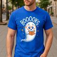 Cute Ghost Book Reading Halloween Teacher Men's Casual T-Shirt Royal Blue Cute Ghost Book Reading Halloween Teacher Men's Casual T-Shirt Royal Blue