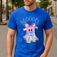 Cute Ghost Book Reading Halloween Teacher Top Girls Women Men's Casual T-Shirt Royal Blue