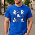 Cute Ghost Cat Playing Musical Halloween Music Teacher Men's Casual T-Shirt Royal Blue Cute Ghost Cat Playing Musical Halloween Music Teacher Men's Casual T-Shirt Royal Blue