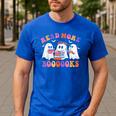 Cute Ghost Read More Books Lover Teacher Halloween Costume Men's Casual T-Shirt Royal Blue
