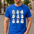 Cute Ghost Reading Books Teacher Halloween Reading Men Women Kids Men's Casual T-Shirt Royal Blue Cute Ghost Reading Books Teacher Halloween Reading Men Women Kids Men's Casual T-Shirt Royal Blue