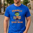 Cute Halloween Teacher Librarian Frankenstein Reading Books Men's Casual T-Shirt Royal Blue Cute Halloween Teacher Librarian Frankenstein Reading Books Men's Casual T-Shirt Royal Blue