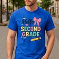 Cute Hello Second Grade Back To School Coquette Teacher Girl Men's Casual T-Shirt Royal Blue