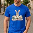 Cute Reading Bunny Glasses Books Bookworm Reader Teacher Men's Casual T-Shirt Royal Blue Cute Reading Bunny Glasses Books Bookworm Reader Teacher Men's Casual T-Shirt Royal Blue