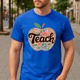 Cute Teacher With Apple Retro Teacher Kids Back To School Men's Casual T-Shirt Royal Blue Cute Teacher With Apple Retro Teacher Kids Back To School Men's Casual T-Shirt Royal Blue